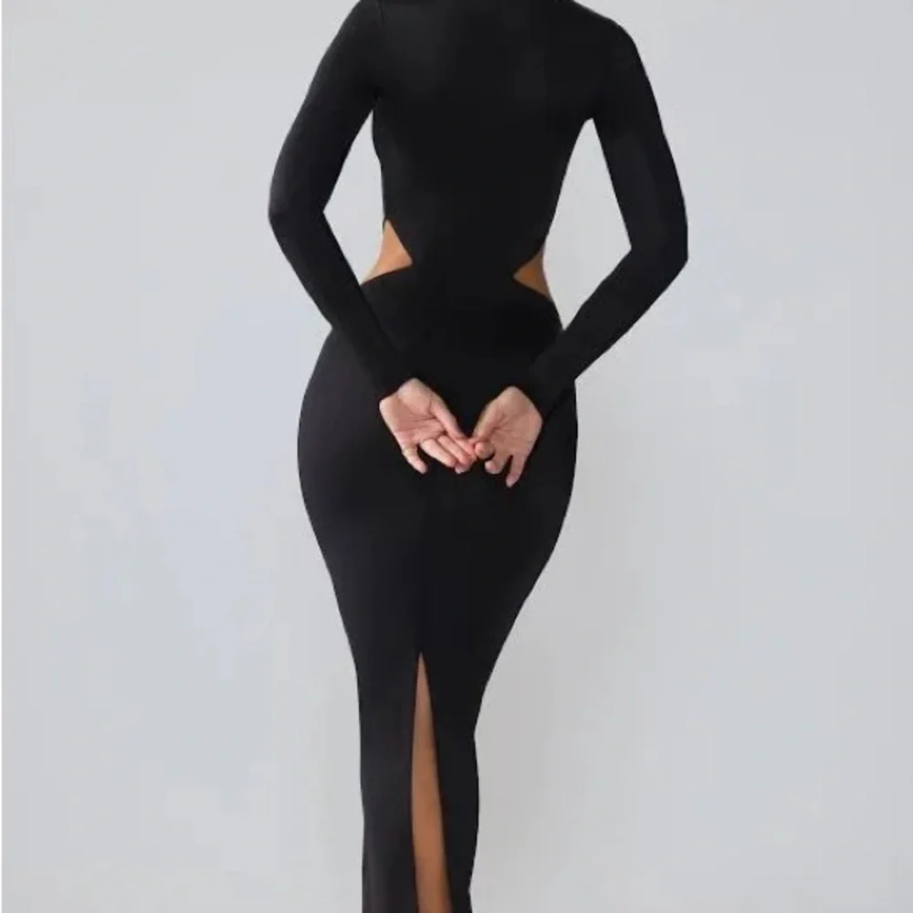 Oh Polly Premium Jersey Long Sleeve Cut Out Maxi Dress - Picture 2 of 5
